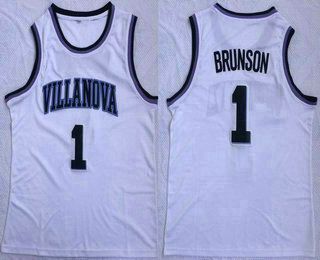 Men's Villanova Wildcats #1 Jalen Brunson White Swingman Basketball Jersey