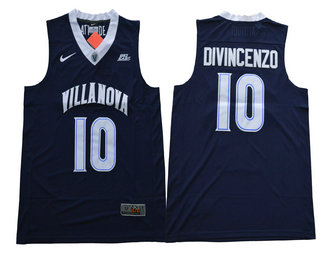 Men's Villanova Wildcats #10 Donte DiVincenzo V Neck Navy Blue College Basketball Nike Swingman Stitched NCAA Jersey