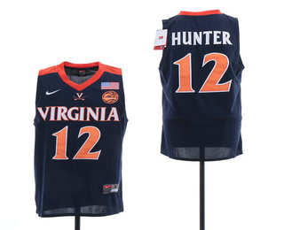 Men's Virginia Cavaliers #12 De'Andre Hunter Navy Blue 2019 Final Four Patch Basketball Stitched Jersey