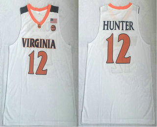 Men's Virginia Cavaliers #12 DeAndre Hunter White College Basketball Jersey