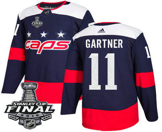 Men's Washington Capitals #11 Mike Gartner Navy Blue Stitched NHL Stadium Series with 2018 Stanley Cup Final Patch Jersey