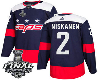 Men's Washington Capitals #2 Matt Niskanen Navy Blue Stitched NHL Stadium Series with 2018 Stanley Cup Final Patch Jersey