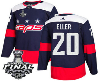 Men's Washington Capitals #20 Lars Eller Navy Blue Stitched NHL Stadium Series with 2018 Stanley Cup Final Patch Jersey