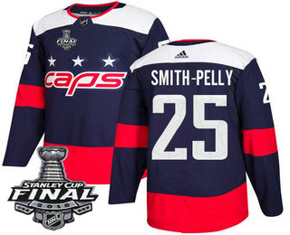 Men's Washington Capitals #25 Devante Smith-Pelly Navy Blue Stitched NHL Stadium Series with 2018 Stanley Cup Final Patch Jersey