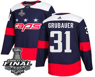 Men's Washington Capitals #31 Philipp Grubauer Navy Blue Stitched NHL Stadium Series with 2018 Stanley Cup Final Patch Jersey