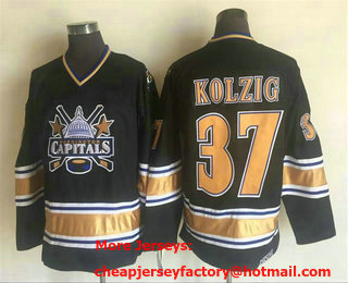 Men's Washington Capitals #37 Olaf Kolzig Black Throwback Jersey