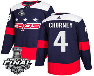 Men's Washington Capitals #4 Taylor Chorney Navy Blue Stitched NHL Stadium Series with 2018 Stanley Cup Final Patch Jersey