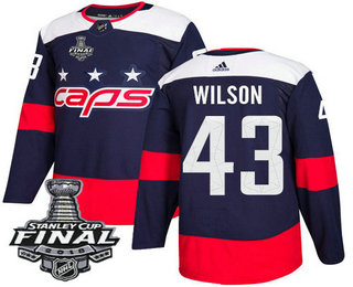 Men's Washington Capitals #43 Tom Wilson Navy Blue Stitched NHL Stadium Series with 2018 Stanley Cup Final Patch Jersey