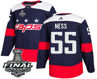 Men's Washington Capitals #55 Aaron Ness Navy Blue Stitched NHL Stadium Series with 2018 Stanley Cup Final Patch Jersey