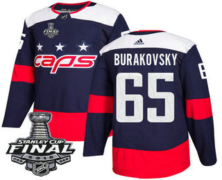 Men's Washington Capitals #65 Andre Burakovsky Navy Blue Stitched NHL Stadium Series with 2018 Stanley Cup Final Patch Jersey