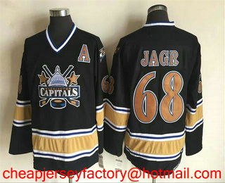 Men's Washington Capitals #68 Jaromir Jagr Black A patch 2000-01 Black CCM Vintage Throwback Jersey