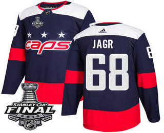 Men's Washington Capitals #68 Jaromir Jagr Navy Blue Stitched NHL Stadium Series with 2018 Stanley Cup Final Patch Jersey