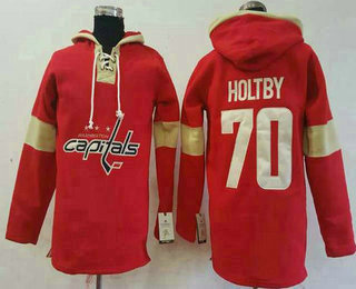 Men's Washington Capitals #70 Braden Holtby Old Time Hockey Red Hoodie