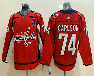 Men's Washington Capitals #74 John Carlson Red Adidas Stitched NHL Jersey