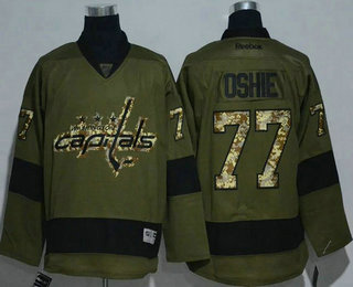 Men's Washington Capitals #77 T. J. Oshie Green Salute To Service Stitched NHL Reebok Hockey Jersey