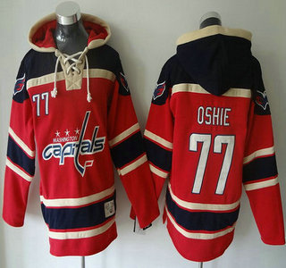 Men's Washington Capitals #77 T.J. Oshie Old Time Hockey Home Red Hoody