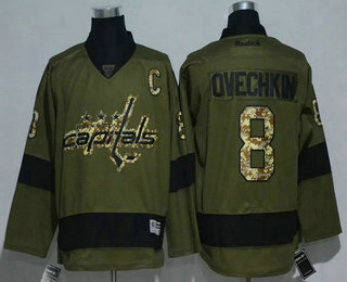 Men's Washington Capitals #8 Alex Ovechkin Green Salute To Service Stitched NHL Reebok Hockey Jersey