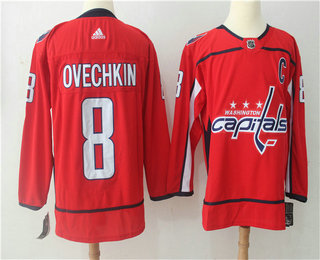 Men's Washington Capitals #8 Alex Ovechkin White With C Patch 2017-2018 Hockey Stitched NHL Jersey