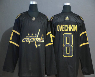 Men's Washington Capitals #8 Alexander Ovechkin Black Golden Adidas Stitched NHL Jersey