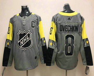 Men's Washington Capitals #8 Alexander Ovechkin Gray 2018 NHL All-Star Game Metro Division Authentic Player Jersey