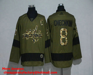 Men's Washington Capitals #8 Alexander Ovechkin Green Salute To Service Adidas Stitched NHL Jersey