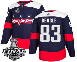 Men's Washington Capitals #83 Jay Beagle Navy Blue Stitched NHL Stadium Series with 2018 Stanley Cup Final Patch Jersey