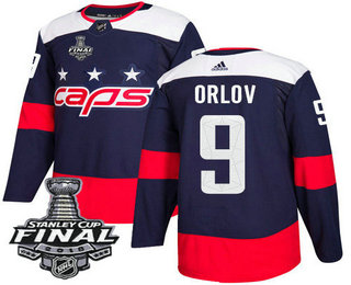 Men's Washington Capitals #9 Dmitry Orlov Navy Blue Stitched NHL Stadium Series with 2018 Stanley Cup Final Patch Jersey