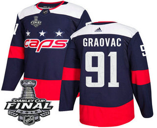 Men's Washington Capitals #91 Tyler Graovac Navy Blue Stitched NHL Stadium Series with 2018 Stanley Cup Final Patch Jersey