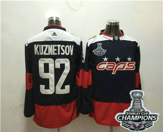 Men's Washington Capitals #92 Evgeny Kuznetsov Navy Blue Stitched NHL Stadium Series Jersey with 2018 Stanley Cup Champions Patch