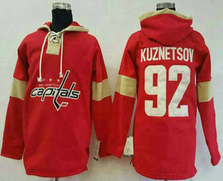 Men's Washington Capitals #92 Evgeny Kuznetsov Old Time Hockey Red Hoodie
