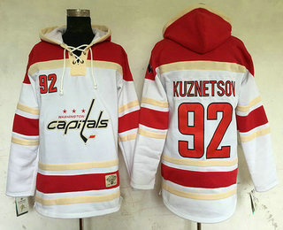 Men's Washington Capitals #92 Evgeny Kuznetsov White Old Time Hockey Hoodie