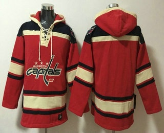Men's Washington Capitals Blank Red Ageless Must Have Lace Up Pullover Hoodie