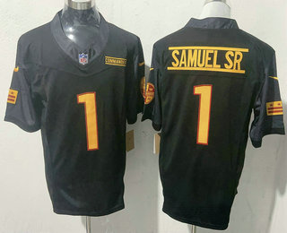 Men's Washington Commanders #1 Deebo Samuel Sr Limited Black FUSE Vapor Jersey