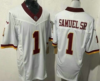 Men's Washington Commanders #1 Deebo Samuel Sr Limited White Alternate FUSE Vapor Jersey