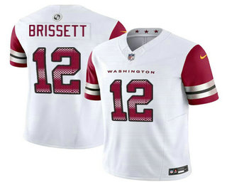 Men's Washington Commanders #12 Jacoby Brissett White 2023 FUSE Vapor Limited Stitched Jersey