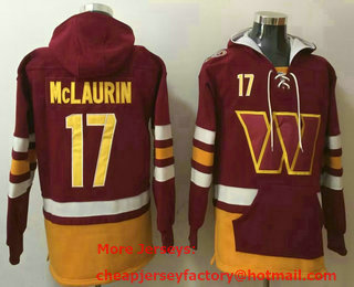 Men's Washington Commanders #17 Terry McLaurin NEW Red Pocket Stitched NFL Pullover Hoodie