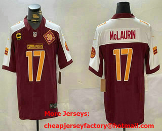 Men's Washington Commanders #17 Terry McLaurin Red Thanksgiving 2024 FUSE Vapor 90th Limited Stitched Jersey