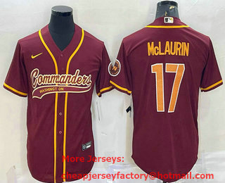 Men's Washington Commanders #17 Terry McLaurin Red With Patch Cool Base Stitched Baseball Jersey