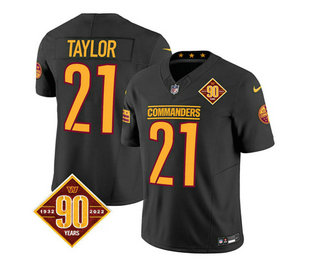 Men's Washington Commanders #21 Sean Taylor Black 2023 FUSE 90th Anniversary Vapor Limited Stitched Jersey