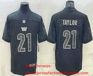 Men's Washington Commanders #21 Sean Taylor Black Reflective Limited Stitched Football Jersey