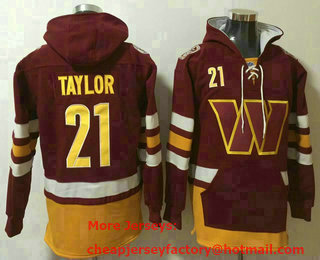 Men's Washington Commanders #21 Sean Taylor NEW Red Pocket Stitched NFL Pullover Hoodie