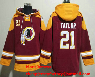 Men's Washington Commanders #21 Sean Taylor Red Ageless Must Have Lace Up Pullover Hoodie