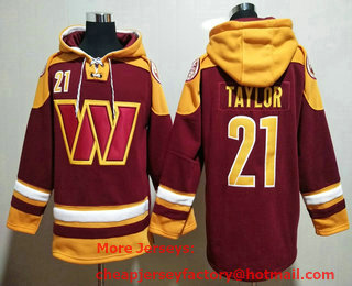 Men's Washington Commanders #21 Sean Taylor Red Ageless Must Have Lace Up Pullover Hoodie