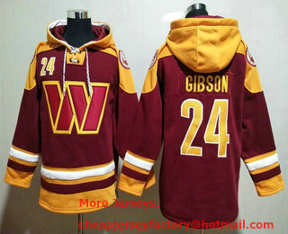 Men's Washington Commanders #24 Antonio Gibson Red Ageless Must Have Lace Up Pullover Hoodie