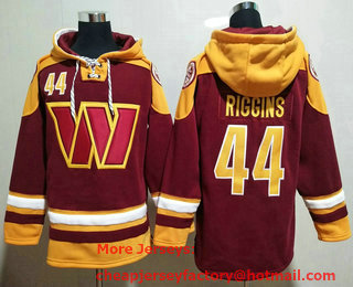 Men's Washington Commanders #44 John Riggins Red Ageless Must Have Lace Up Pullover Hoodie