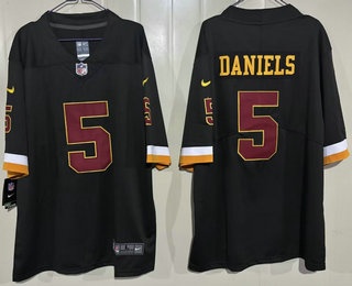 Men's Washington Commanders #5 Jayden Daniels Limited Black Vapor Jersey