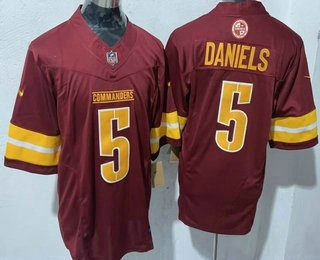 Men's Washington Commanders #5 Jayden Daniels Limited Red FUSE Vapor Jersey