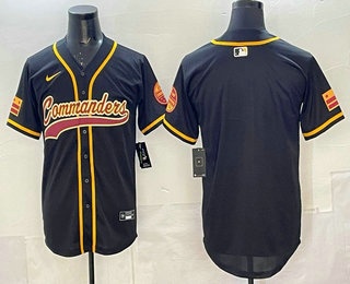 Men's Washington Commanders Blank Black Cool Base Stitched Baseball Jersey