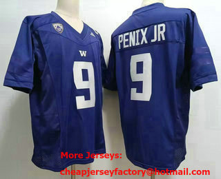 Men's Washington Huskies #9 Michael Penix Jr Purple FUSE College Stitched Jersey