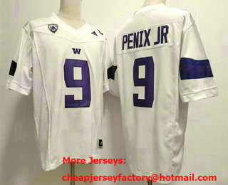 Men's Washington Huskies #9 Michael Penix Jr White FUSE College Stitched Jersey